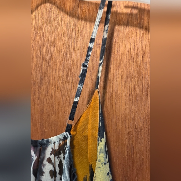 She's Cool Black & Leopard Print Yellow & White Sheer Layered Maxi Dress SzL - Picture 8 of 10